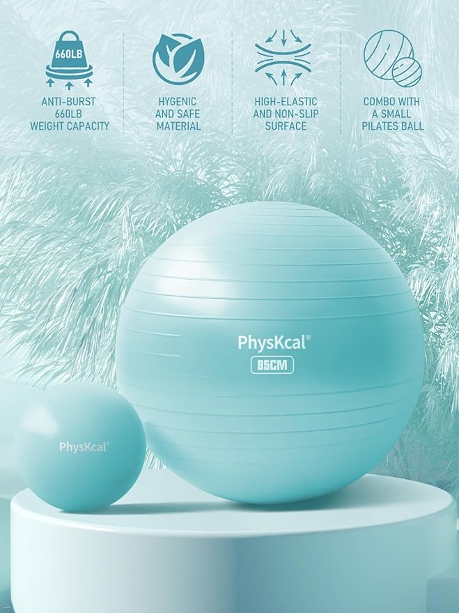Yoga Ball for Exercise, Pilates Set, 4 Sizes Fitness Ball for Workout, Birthing, Pregnancy, Physical Therapy- Pump Included-StrideForce Fitness