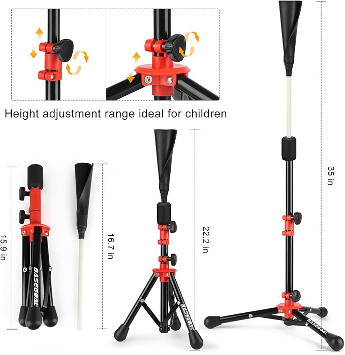 Baseball Tee for Kids,Youth Stand Set,Teeball Set,Youth Baseball,Softball Batting Tee Set,Easy Adjustable Height-StrideForce Fitness