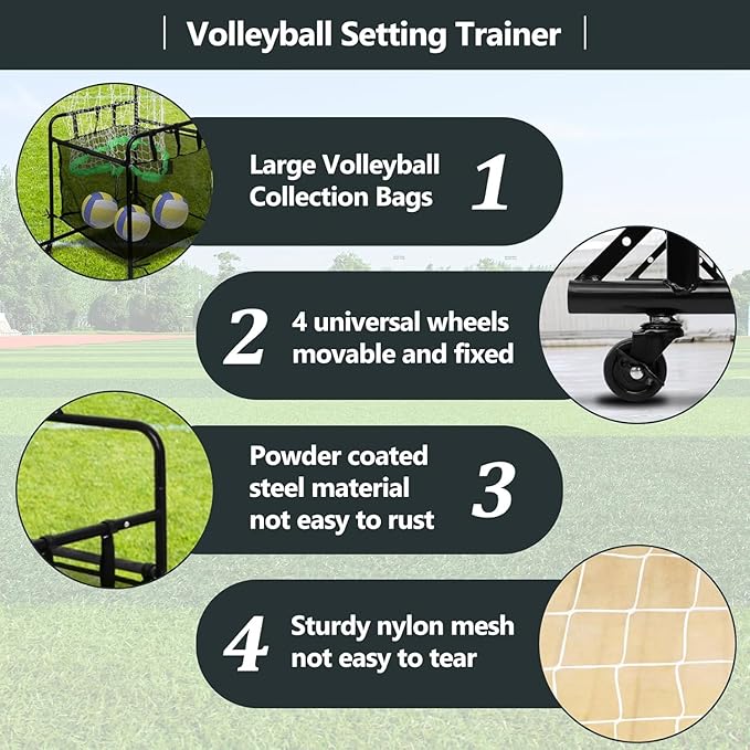 Volleyball Setter Trainer Net with Adjustable Height and Angle for Indoor and Outdoor Practice, Perfect Target Net for Setting, Serving, and Spiking Training Equipment-StrideForce Fitness
