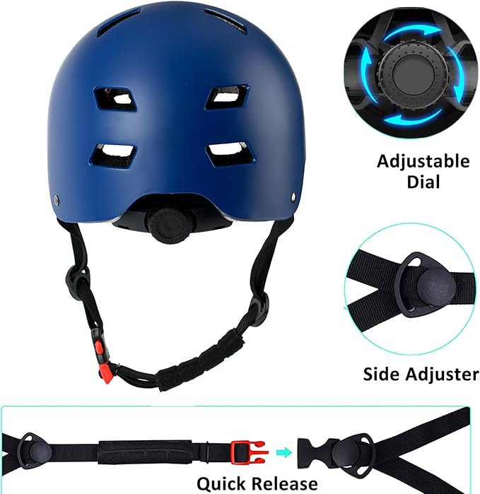 Bike Helmet 3 Sizes for Teenager Kids Youth Adults,Bavilk Skateboard Helmet Adjustable Multi-Sport Bicycle Cycling Scooter Roller Skate Inline Skating Rollerblading for Girls Boys Women Men Teen-StrideForce Fitness