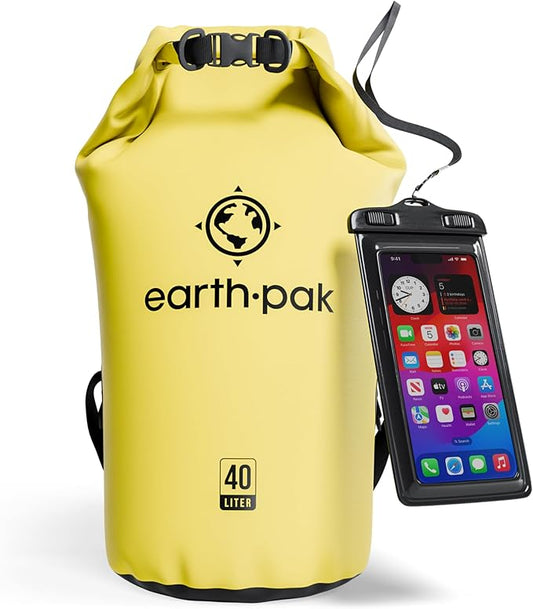 Earth Pak Waterproof Dry Bag - Roll Top Waterproof Backpack Sack Keeps Gear Dry for Kayak with Waterproof Phone Case-StrideForce Fitness