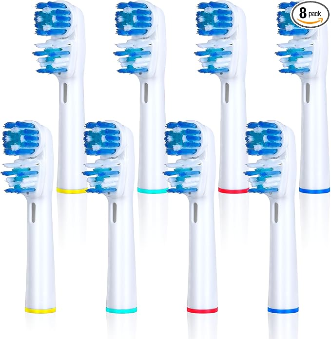 Replacement Brush Heads Compatible with Oral B- Double Clean Design, Double Clean Brush Heads, Compatible with Braun Oral-B Dual Clean Electric Toothbrush (8-Pack)