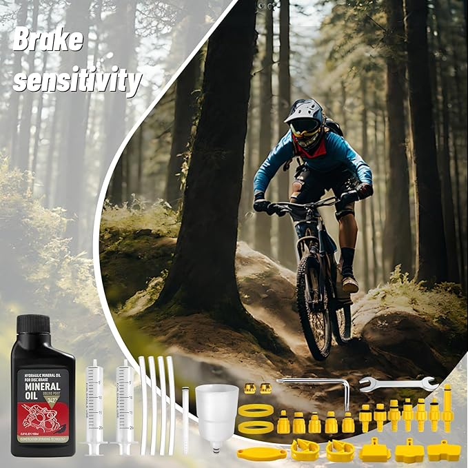 Brake Bleed Kit,Bicycle Hydraulic Brake Bleed Kit Including 150ML Mineral Oil for Shimano,TEKTRO, TRP Hydraulic Disc Brakes-StrideForce Fitness