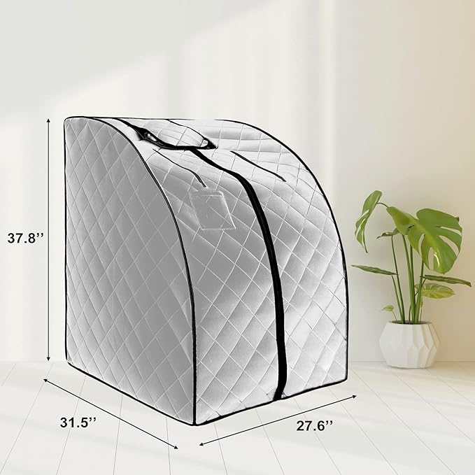 Smartmak Far Infrared Sauna, Full Body One Person SPA Set with Portable Time & Tempreture Remote Control, Heating Foot Pad and Foldable Reinforced Chair(L 27.6’’ x W 31.5’’ x H 37.8’’) - Black Border-StrideForce Fitness