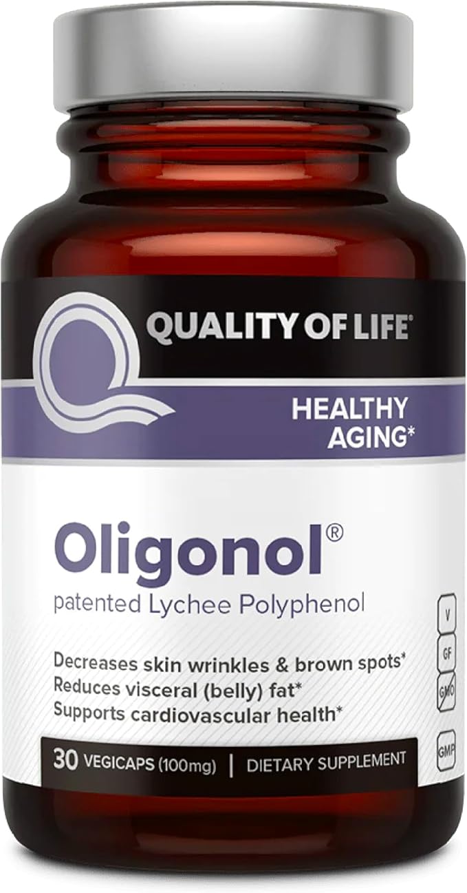 Quality of Life Oligonol Premium Anti Aging Supplement - Promotes Cardiovascular Health, Circulation & Youth, Includes Antioxidants - Lychee Fruit Extract - 30 Vegicaps-StrideForce Fitness