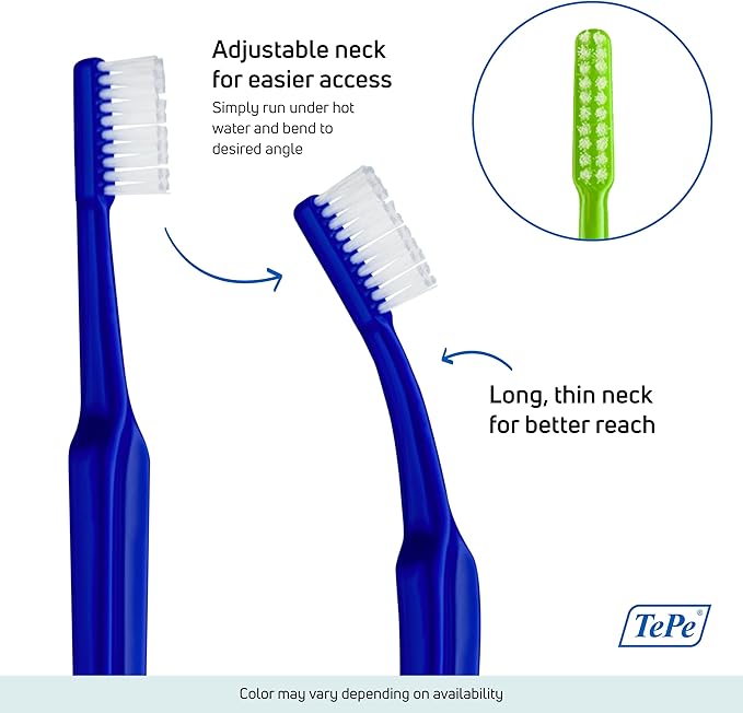 TePe Implant Orthodontic Soft Toothbrush – Extra Narrow Brush Head Thin Neck 1Pk
