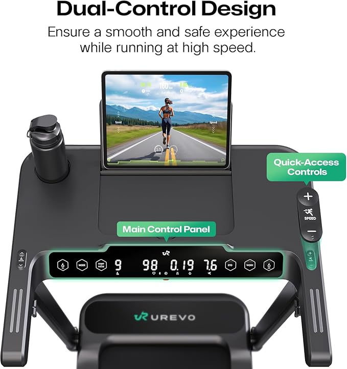 UREVO Treadmill with Desk Workstation, Walking Pad Treadmills for Home Office, Under Desk Compact Design Treadmill with HIIT Programs, Remote Control, LED Display-StrideForce Fitness