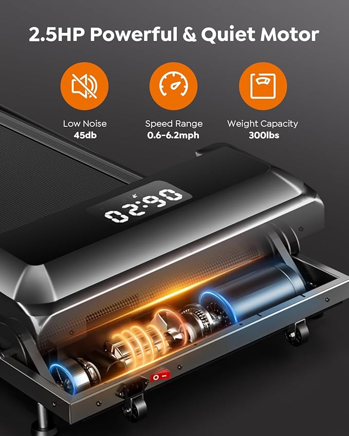 Walking Pad Treadmill with Incline, 2 in 1 Foldable Treadmills for Home Small Office, 300lbs Portable Compact Under Desk Treadmill with App, Remote Control and LED Display-StrideForce Fitness