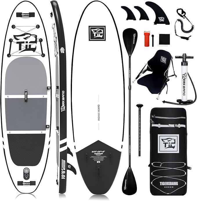 Inflatable Paddle Board with Premium SUP Board Accessories, Allround Paddle Boards for Adults/Kids,Stand Up Paddle Board Defender Collection-StrideForce Fitness