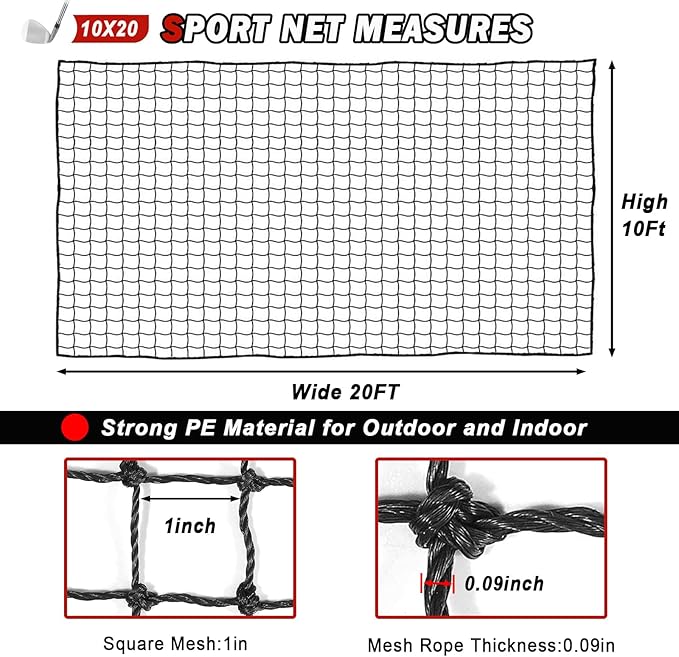 Golf Net,Golf Practice Net,Sports Netting,Sports Practice Barrier Net,Heavy Duty Ball Netting-StrideForce Fitness