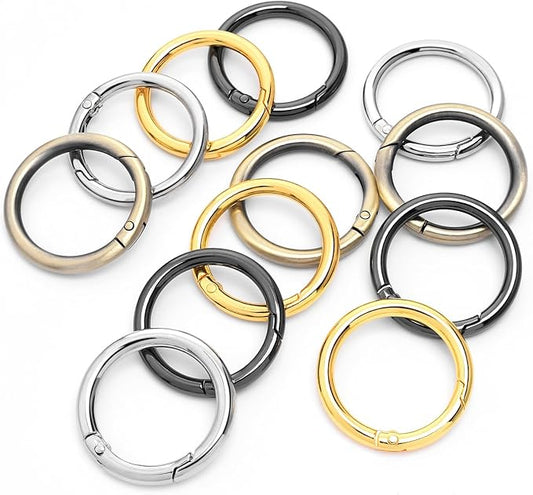 12 Pack 1-1/4Inch Assorted Round Carabiner Snap Clip, Metal Keychain Ring, Spring O Rings for Replacement Purse Strap, Paracord Lanyard Clips, Pet Collar, Keychain Rings Hardware DIY Crafts Making-StrideForce Fitness