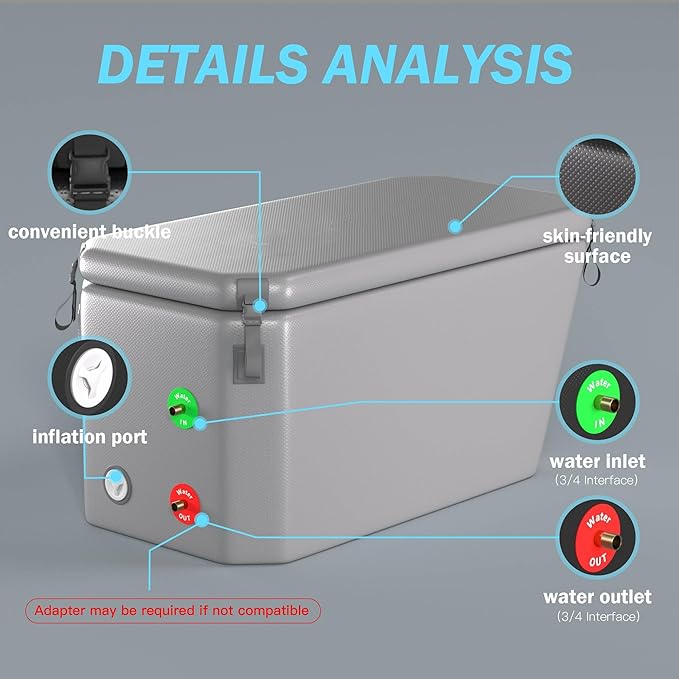 Angled Cold Plunge Tub Portable Ice Bath Tub for Athletes Fitness Recovery Water Chiller Compatible Cold Plunge Outdoor Ice Bathtub (Gray without Logo)-StrideForce Fitness