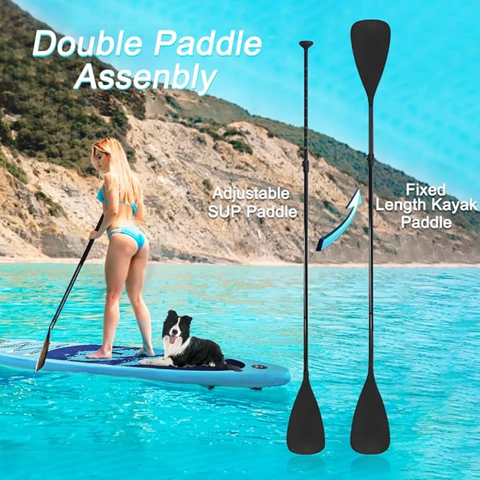 LBW SUP Paddle Board Paddle Stand up Paddleboard Paddles - 3-Piece or 4-Piece Floating Alloy Portable SUP Kayak Paddle Adjustable 2-Sided Paddle-StrideForce Fitness