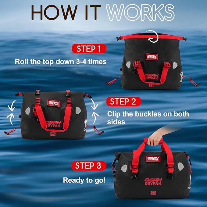 Waterproof Duffel Bag - Motorcycle Dry Bag Tail Bag with Large Storage Space, Waterproof Luggage Duffle Bags with Outer Mesh Zipper Pocket for Camping, Kayaking, Fishing & Traveling-StrideForce Fitness