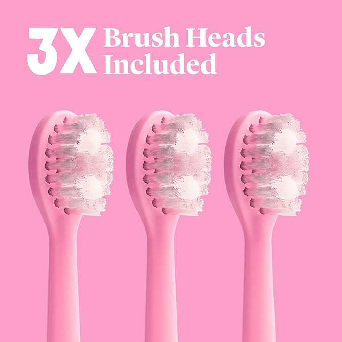 Made by Dentists PRO‑X Replacement Brush Heads – Compatible with PRO‑X Sonic Toothbrush (3 Pack) – Dentist‑Designed, Deep Plaque Removal, Soft Bristles, Travel‑Ready, Pink