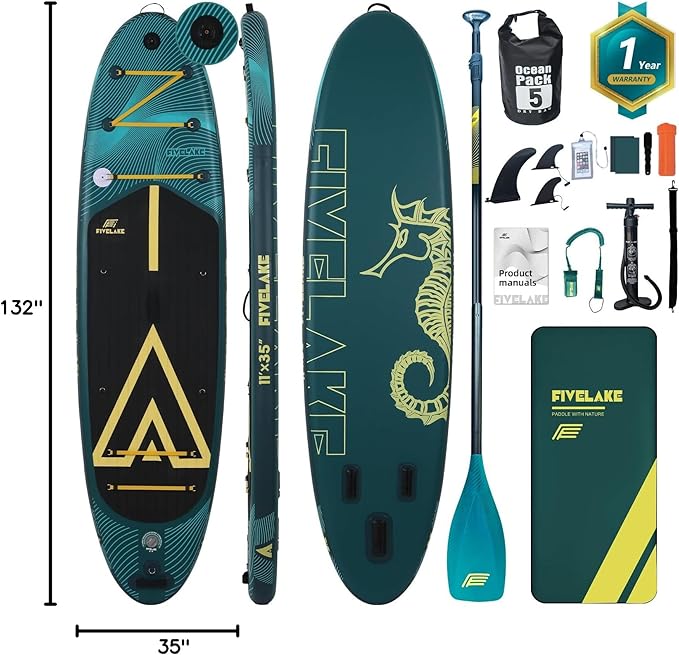 Inflatable Stand Up Paddle Board 11' x 35'' x 6'' Wide Stable Design,SUP Paddleboard Capacity 430lb for Adults Youth 120L Backpack,Carrying Strap,Double Action Pump,Waterproof Bag-StrideForce Fitness