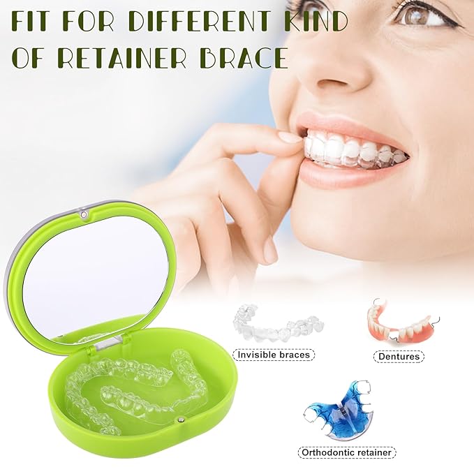 New Double-layer Aligner Case with Belt Chewing,Removal Tool,Cleaning Brush,Built in Mirror Orthodontic Case