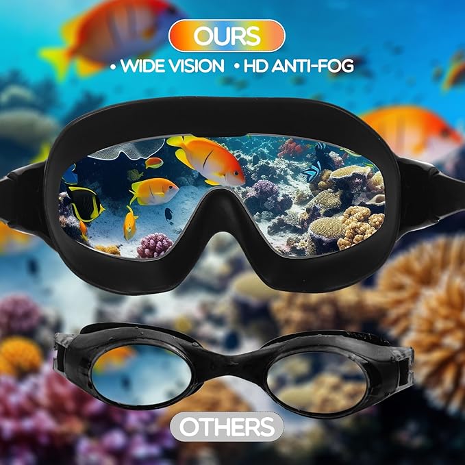 Kanayu 6 Pieces Swimming Goggles Wide View No Leaking Anti Fog Adult Swim Goggles with Earplugs Nose Clip for Adult Men Women-StrideForce Fitness