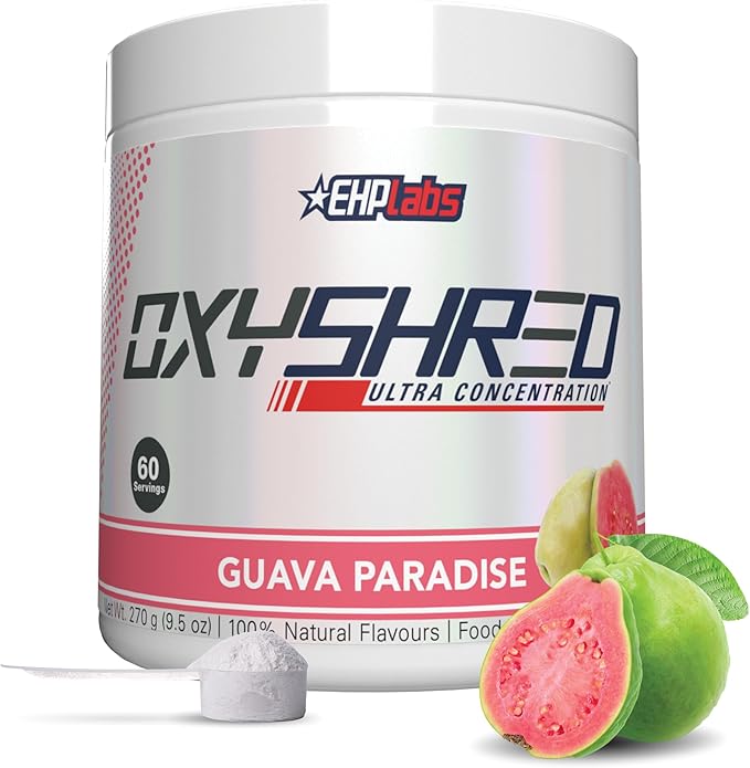 EHP Labs OxyShred Pre Workout Powder & Shredding Supplement - Preworkout Powder with L Glutamine & Acetyl L Carnitine, Energy Boost Drink - Guava Paradise, 60 Servings-StrideForce Fitness