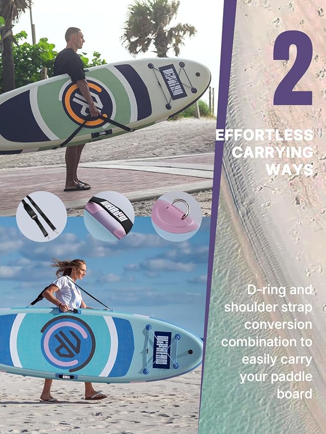 Niphean（Ultra-Light）Inflatable Paddle Board with (Beginner Friendly) StabilTrac Fin and Durable SUP Accessories, 10' Stand Up Paddle Boards for Adults & Youth, Versatile Yoga Paddle Board, Gift Ideas-StrideForce Fitness