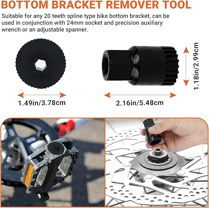 FOUUAAOOU Bike Tools Kit, Has 3 in 1 Bike Cassette Removal Tool, Bike Pedal Wrench, Bicycle Crank Removal Tool, Bottom Bracket Remover and Rotor Lockring Removal Tool, Bike Repair Tool Set-StrideForce Fitness