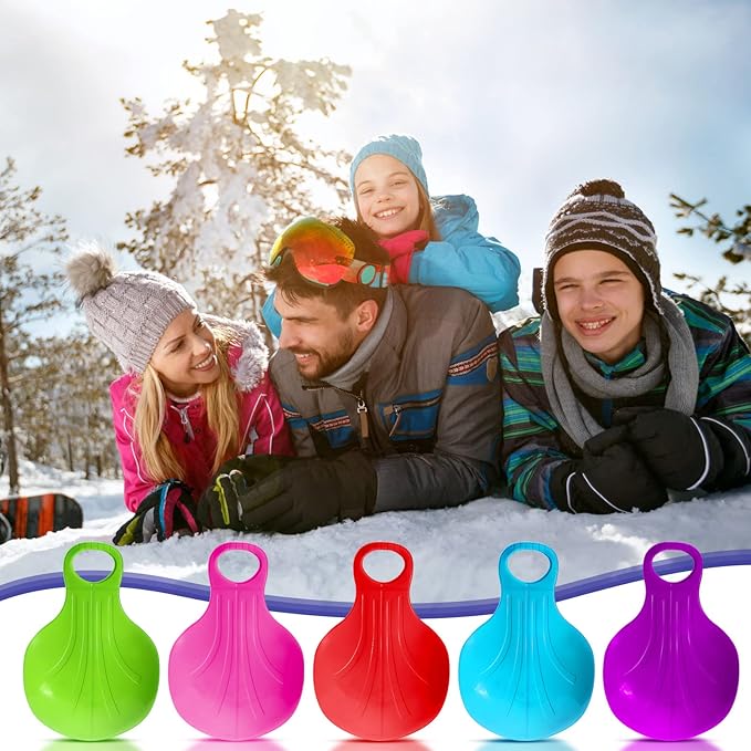 10 Pcs Snow Sled Board for Kids Outdoor Winter Plastic Skiing Boards with Handle Portable Downhill Sleds Snowboard Sleigh for Kids Snow Grass and Sand Boarding, 5 Colors-StrideForce Fitness