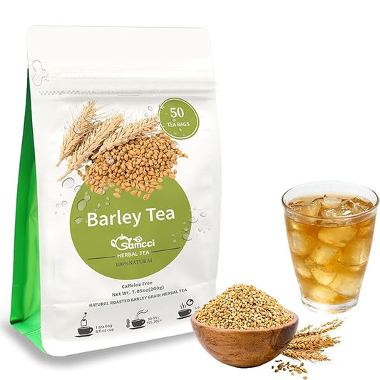 Samcci - Barley Tea, 4g×50 Count Premium Natural Roasted Barley Tea Bags - Non-GMO - Caffeine-Free - Sugar Free - Mugicha -Nutty - Digestion Support & Rich in Nutrition-StrideForce Fitness