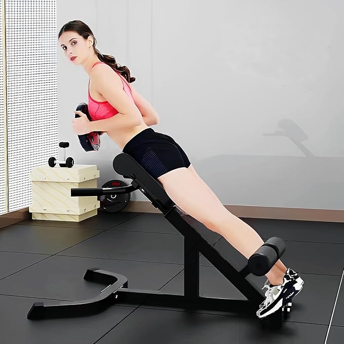 ComMax Roman Chair Back Hyperextension Bench Adjustable Back Exercise Machine Home Gym Workout Equipment for Abs and Glute-StrideForce Fitness