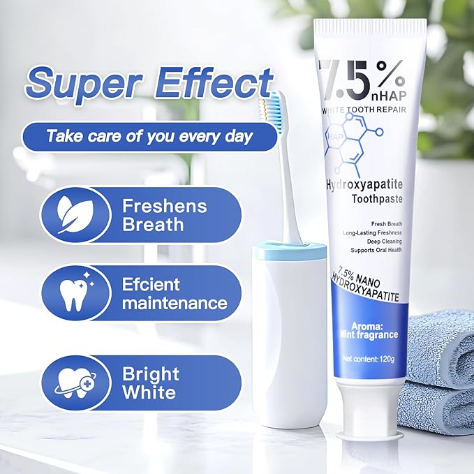 Nano Hydroxyapatite Toothpaste – Remineralizing, Whitening & Fluoride-Free Toothpaste for Sensitive Teeth, Cavity Reversal, Enamel Repair & Gum Care, Suitable for Kids & Adults