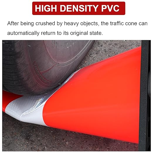 OrangeStar 8 Pack 12" Orange Traffic Safety Cones, PVC Parking Construction Cones w/Reflective Collar, Heavy Duty Base for Driving Practice, Parking Lots and Roadwork-StrideForce Fitness