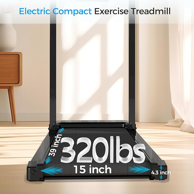Treadmill with Handle, Treadmills for Home Samll Space, 3.0HP Portable Walking Pad with Handle, Walking Pad Treadmill with 320 LBS Capacity, Electric Compact Treadmills, Lightweight Walking Pad-StrideForce Fitness
