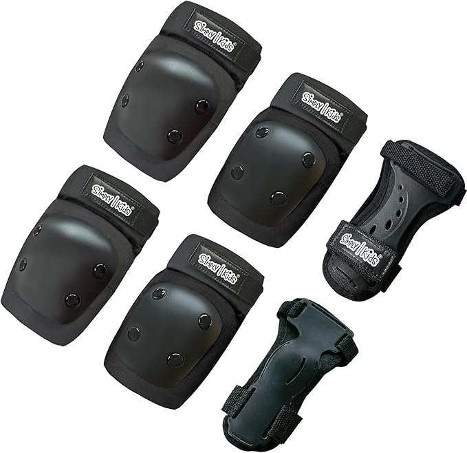 Simply Kids Knee and Elbow Pads with Wrist Guards, HardSoft Pad Tech. - CPSIA Certified Protective Gear Set - Inline Roller Skate Skateboard Bike Knee Pads for Kids Child Girls Boys Toddler Youth-StrideForce Fitness