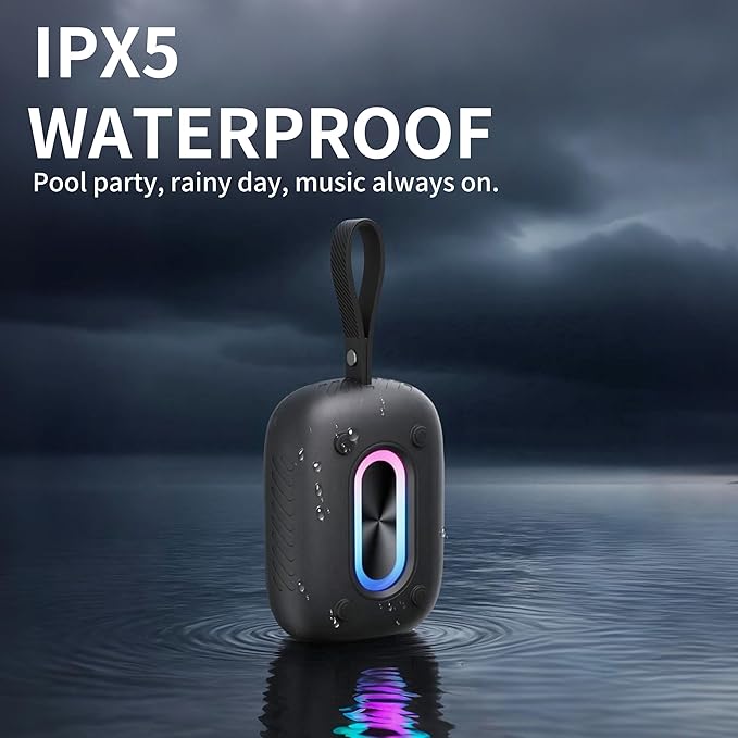 Waterproof Shower Bluetooth Speaker, Durable & Portable with Clear Sound, Ideal for Shower, Pool, Beach & Kayaking, BT 5.3 –Black-StrideForce Fitness