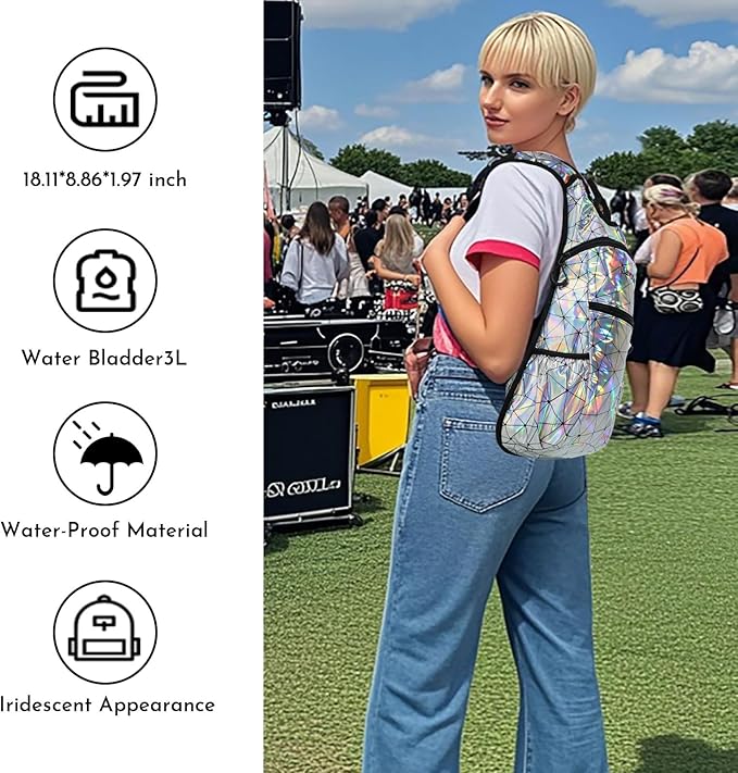 Reflective Hydration Backpack, Hydration Pack - Water Backpack with 2L/3L Hydration Bladder, Essential for Festivals - Rave Hydration Pack for Hiking, Running, Cycling, and Festivals-StrideForce Fitness