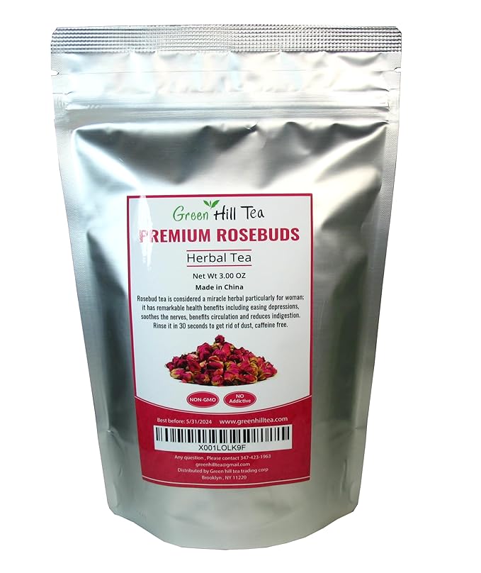 Greenhilltea Premium Dried Rose Buds Rosebud Flower Herb Loose Leaf Tea Fragrant Natural Healthy Herbal Tea 3 OZ-StrideForce Fitness