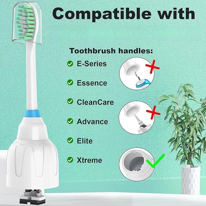 Replacement Toothbrush Heads for Philips Sonicare E Series,Compatible with Sonicare Essence, Elite, Advance, CleanCare Screw-on Electric Toothbrush HX7022/66 HX7023/64,HX7023/30,4 Pack with Caps ﻿