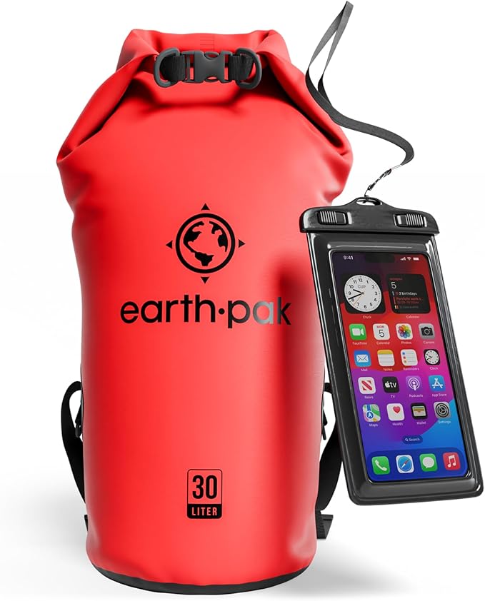 Earth Pak Waterproof Dry Bag - Roll Top Waterproof Backpack Sack Keeps Gear Dry for Kayak with Waterproof Phone Case-StrideForce Fitness