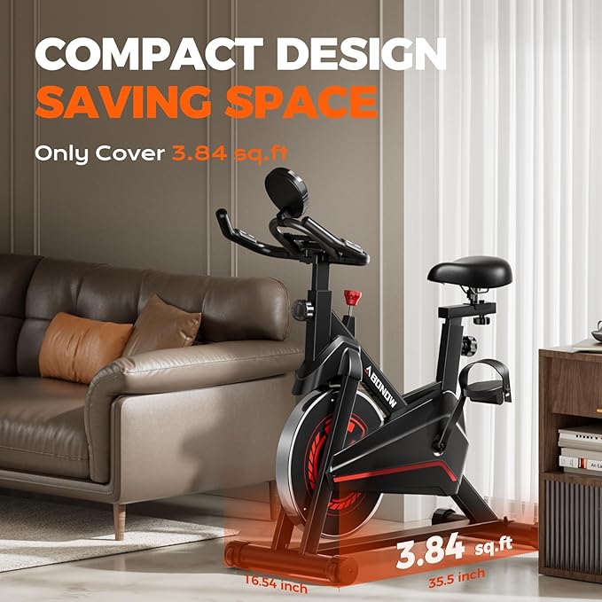 Exercise Bike, Adjustable Magnetic Resistance Stationary Bikes for Home with App Compatible, Indoor Cycling Bike with 300lbs Capacity Compact, Extra Comfort Seat & Tablet Mount-StrideForce Fitness