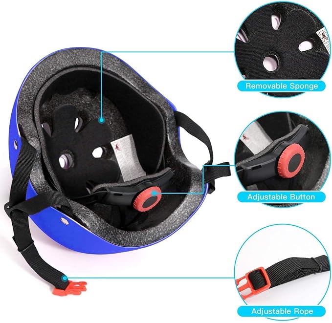 Adjustable Helmet for Ages 5-16 Kids Toddler Boys Girls Youth,Protective Gear with Elbow Knee Wrist Pads for Multi-Sports Skateboarding Bike Riding Scooter Inline skatings Longboard Roller Skate-StrideForce Fitness