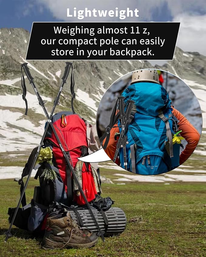 AISUNOURDOOR Lightweight Adjustable Trekking Poles, Aluminum Collapsible Travel Hiking or Walking Sticks for Women Children, with One Disposable Raincoat-StrideForce Fitness