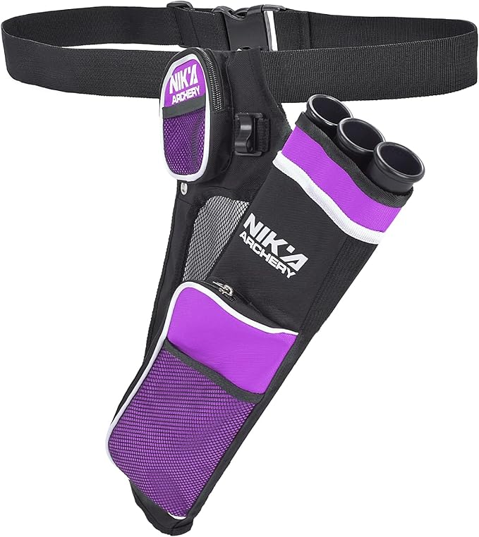 Archery Arrow Quiver Holder, 3-Tubes Hip Quiver Arrow Bag with Adjustable Belt for Youth & Adults Arrows Hunting Target Practicing-StrideForce Fitness
