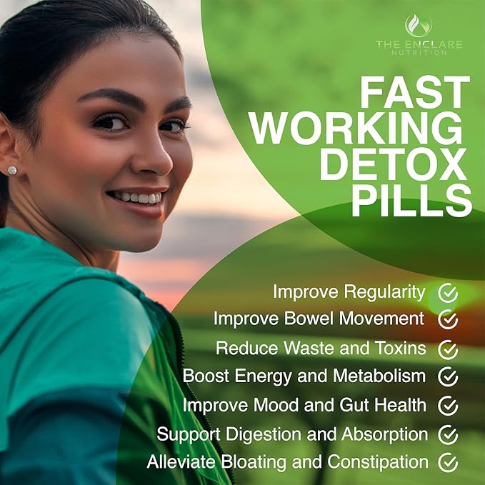 THE ENCLARE NUTRITION Colon Cleanse 15 Day Gut Cleanse Pills. Colon Cleanser for Women & Men. Psyllium, Probiotic Laxatives for Constipation, Bloating Relief, Detox Cleanse for Weight Loss Support (1)-StrideForce Fitness