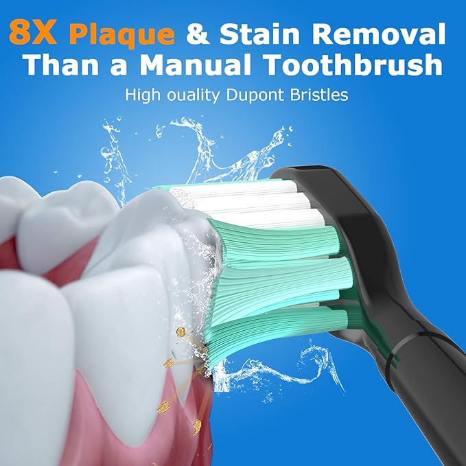 Replacement Toothbrush Heads for Philips Sonicare ProtectiveClean 4100 5100 6100 DailyClean DiamondClean EasyClean PowerUp Plaque Control C2 G2 HX6817/01 HX6857/11 White&Black, 4 Pack