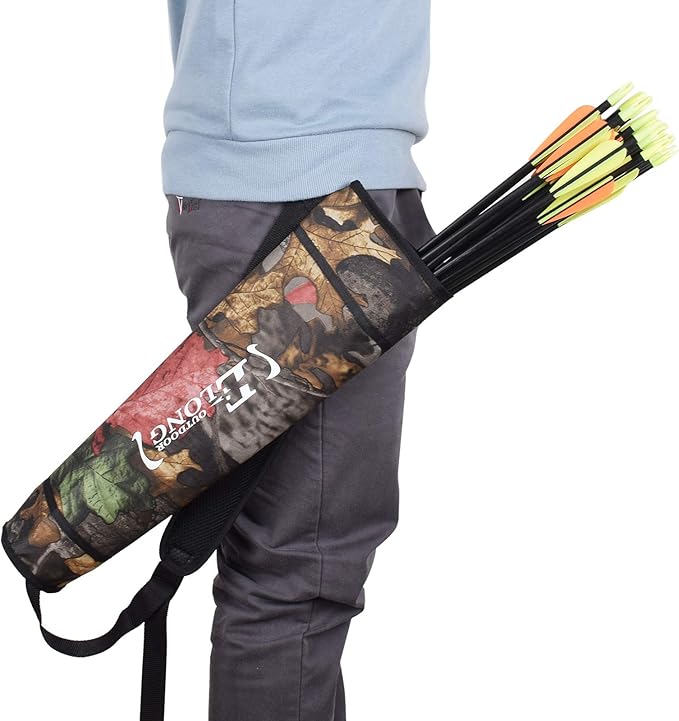 YLS Archery Hip and Back Quiver for Arrows - Black Arrow Quiver for Kids and Adults - Adjustable Arrow Holder with a Padded Strap and Belt Clip - Archery Accessories for Field and Practice-StrideForce Fitness