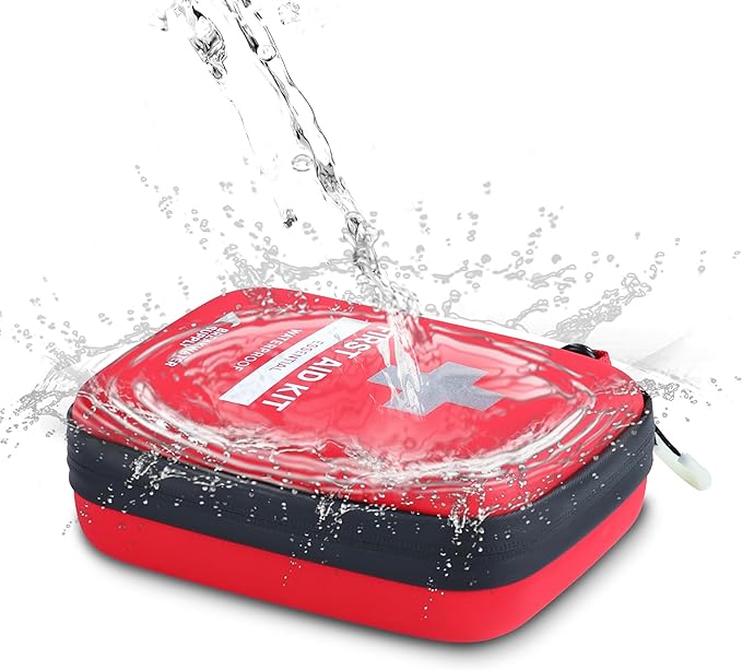 Breakwater Supply™ First Aid Kit for Car, Home, Office, Travel, Dorm, Businesses, 101 Piece HSA FSA Household & AirBNB Essentials Medical Kit & Emergency Supplies with Ice Pack + Waterproof Case Red-StrideForce Fitness