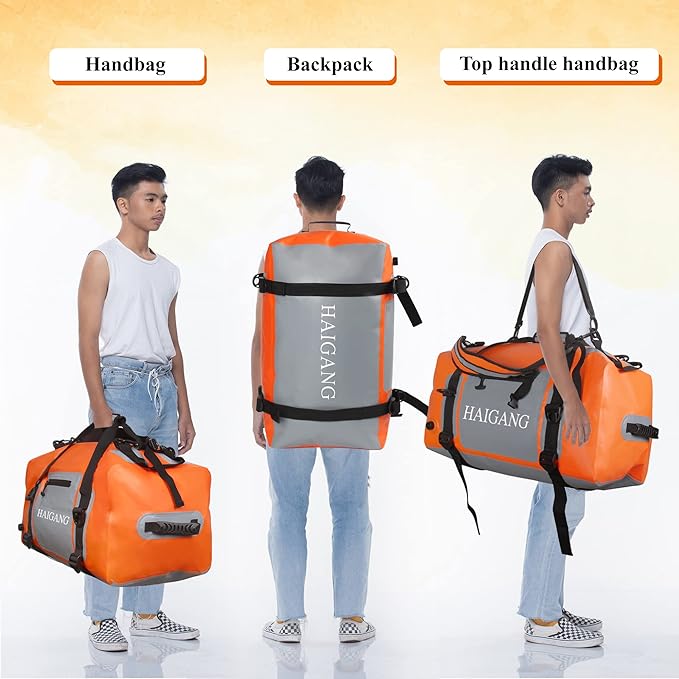 150L Waterproof Duffel Bag Travel Dry Bag, Large Capacity, Adjustable Thickened Straps and Handles, Zip Closure, Air Valve, Keep Equipment Safe, Suitable for Boating Rafting Orange-StrideForce Fitness