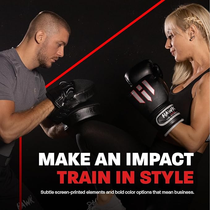 Hawk Sports Punching Mitts for Men, Women, & Kids, Leather Focus Mitts for Martial Arts & Boxing Training, Curved Punch Mitts for Karate, Kickboxing, Krav MAGA, Muay Thai & Taekwondo-StrideForce Fitness