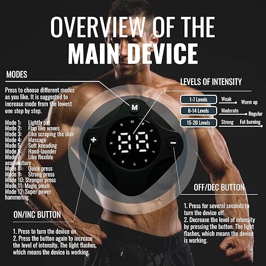 Abs Stimulator, EMS Muscle Stimulator Fitness Equipment for Abdomen Arms Shoulder Back Leg Hip, Ab Stimulator for Women & Men-StrideForce Fitness