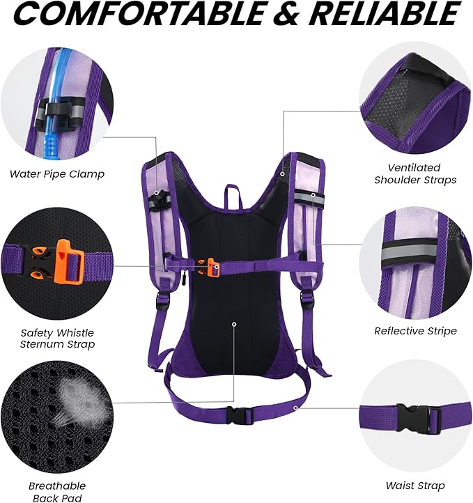 Nepest Hydration Pack Backpack for Women & Men, Lightweight Water Backpack with 2L Water Bladder for Hiking Cycling Running Biking-StrideForce Fitness