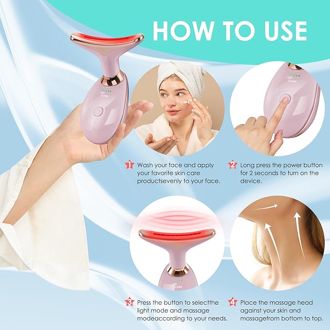 Facial Massager Red-Light-Therapy-for-Face and Neck, Face 𝖲 culpting Wand with 7 Color - Birthday, Christmas, Mothers Day, Valentines Day Gifts for Her Women Mom Best Friend Wife Teacher (Rose Gold)-StrideForce Fitness